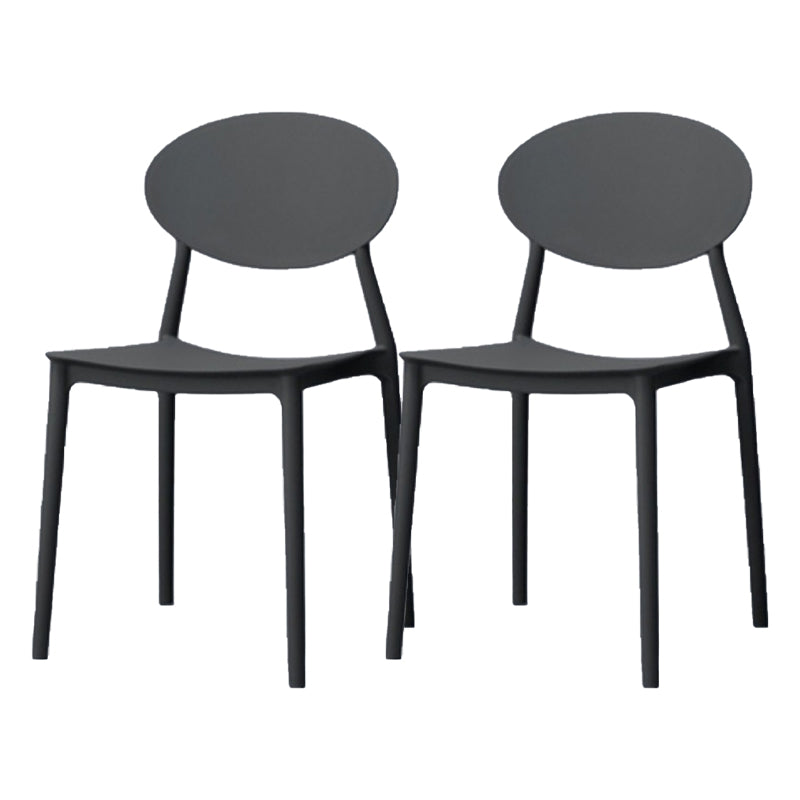 Contemporary Stackable Side Chair Plastic Open Back Dining Chair Black 2 Piece Set Clearhalo 'Dining Chairs' 'Dining Tables & Seating' 'dining_chair' 'furn' 'furn_dining_chair' 'Furniture' 'furniture_dining_chair' 'Kitchen & Dining Furniture' 5081939