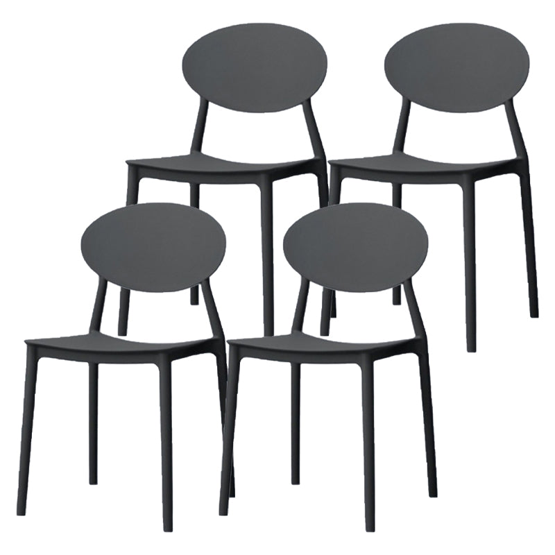 Contemporary Stackable Side Chair Plastic Open Back Dining Chair Black 4 Piece Set Clearhalo 'Dining Chairs' 'Dining Tables & Seating' 'dining_chair' 'furn' 'furn_dining_chair' 'Furniture' 'furniture_dining_chair' 'Kitchen & Dining Furniture' 5081940