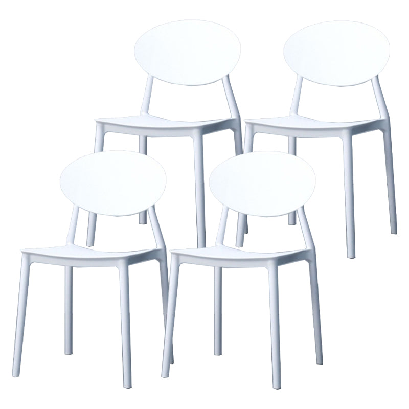 Contemporary Stackable Side Chair Plastic Open Back Dining Chair White 4 Piece Set Clearhalo 'Dining Chairs' 'Dining Tables & Seating' 'dining_chair' 'furn' 'furn_dining_chair' 'Furniture' 'furniture_dining_chair' 'Kitchen & Dining Furniture' 5081942