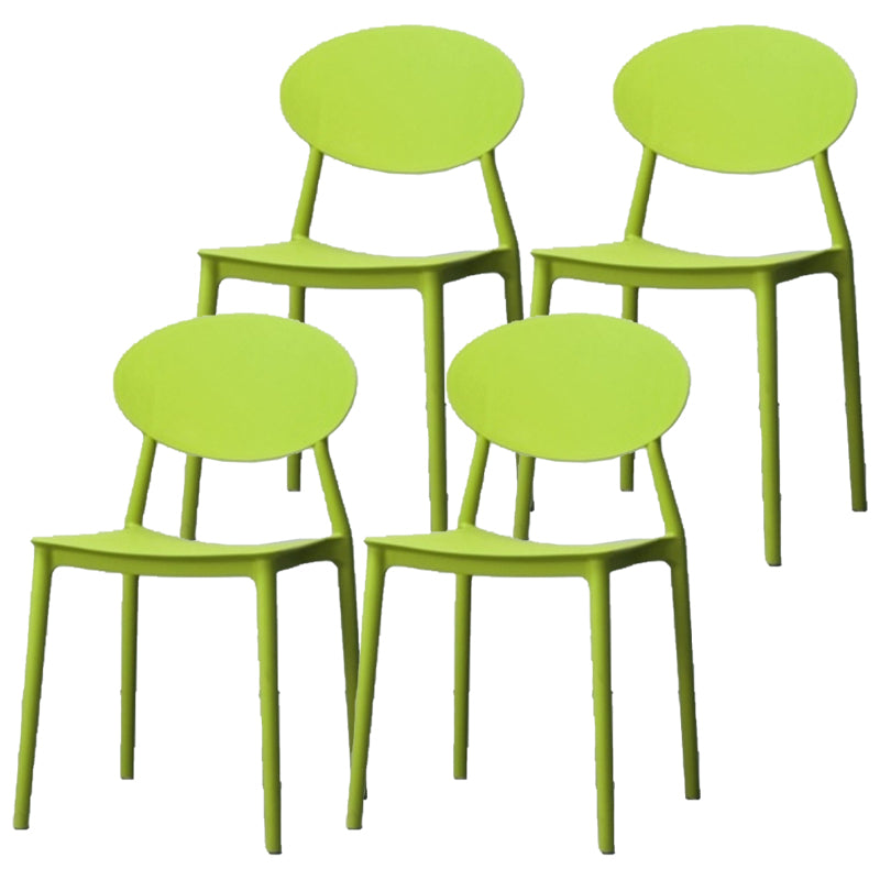 Contemporary Stackable Side Chair Plastic Open Back Dining Chair Green 4 Piece Set Clearhalo 'Dining Chairs' 'Dining Tables & Seating' 'dining_chair' 'furn' 'furn_dining_chair' 'Furniture' 'furniture_dining_chair' 'Kitchen & Dining Furniture' 5081944