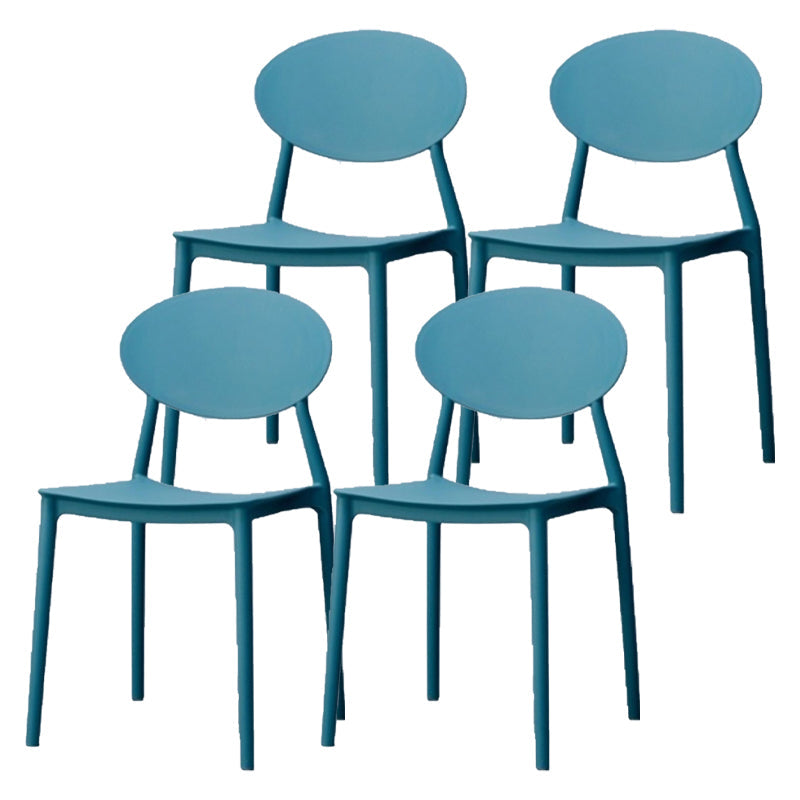 Contemporary Stackable Side Chair Plastic Open Back Dining Chair Dark Blue 4 Piece Set Clearhalo 'Dining Chairs' 'Dining Tables & Seating' 'dining_chair' 'furn' 'furn_dining_chair' 'Furniture' 'furniture_dining_chair' 'Kitchen & Dining Furniture' 5081946