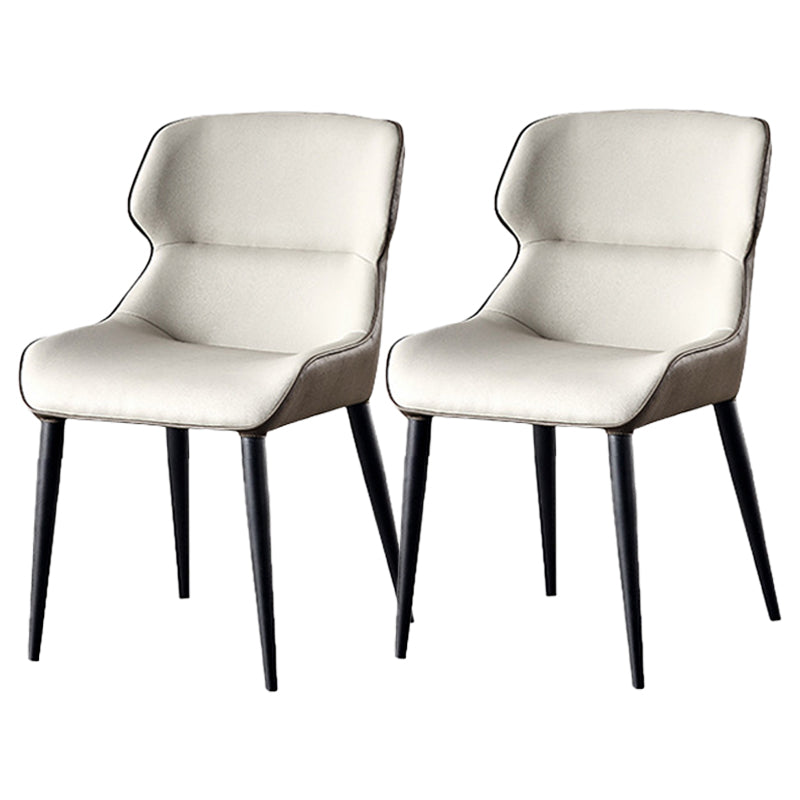 Modern Side Dining Chairs Faux Leather Dining Chairs for Dining Room White-Gray 2 Piece Set Clearhalo 'Dining Chairs' 'Dining Tables & Seating' 'dining_chair' 'furn' 'furn_dining_chair' 'Furniture' 'furniture_dining_chair' 'Kitchen & Dining Furniture' 5081949