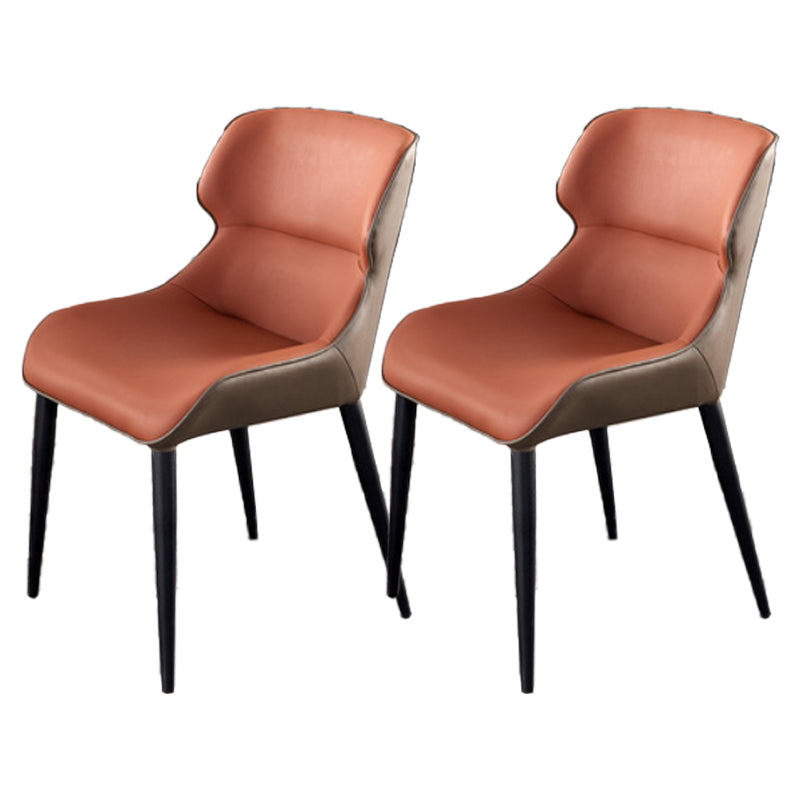Modern Side Dining Chairs Faux Leather Dining Chairs for Dining Room Orange-Red 2 Piece Set Clearhalo 'Dining Chairs' 'Dining Tables & Seating' 'dining_chair' 'furn' 'furn_dining_chair' 'Furniture' 'furniture_dining_chair' 'Kitchen & Dining Furniture' 5081951