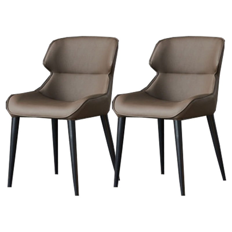 Modern Side Dining Chairs Faux Leather Dining Chairs for Dining Room Khaki 2 Piece Set Clearhalo 'Dining Chairs' 'Dining Tables & Seating' 'dining_chair' 'furn' 'furn_dining_chair' 'Furniture' 'furniture_dining_chair' 'Kitchen & Dining Furniture' 5081954