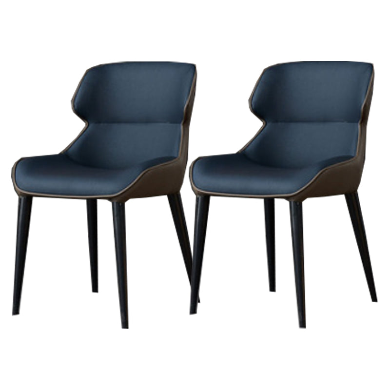 Modern Side Dining Chairs Faux Leather Dining Chairs for Dining Room Blue 2 Piece Set Clearhalo 'Dining Chairs' 'Dining Tables & Seating' 'dining_chair' 'furn' 'furn_dining_chair' 'Furniture' 'furniture_dining_chair' 'Kitchen & Dining Furniture' 5081956