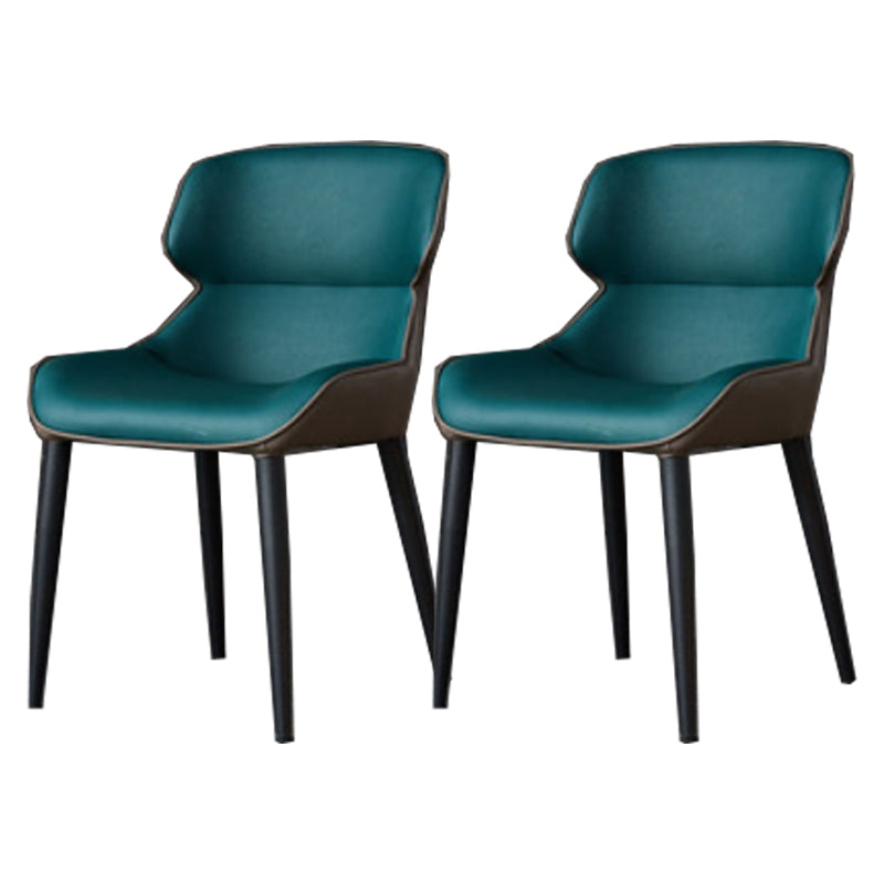 Modern Side Dining Chairs Faux Leather Dining Chairs for Dining Room Green 2 Piece Set Clearhalo 'Dining Chairs' 'Dining Tables & Seating' 'dining_chair' 'furn' 'furn_dining_chair' 'Furniture' 'furniture_dining_chair' 'Kitchen & Dining Furniture' 5081959