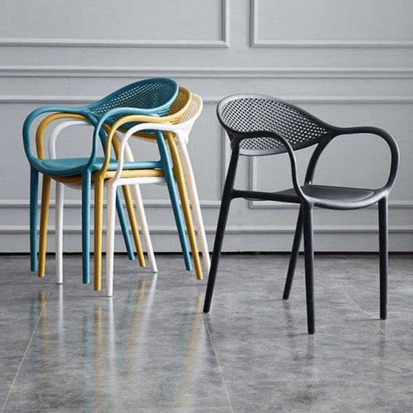 Contemporary Plastic Arm Chair Open Back Kitchen Dining Room Chair Clearhalo 'Dining Chairs' 'Dining Tables & Seating' 'dining_chair' 'furn' 'furn_dining_chair' 'Furniture' 'furniture_dining_chair' 'Kitchen & Dining Furniture' 5081963