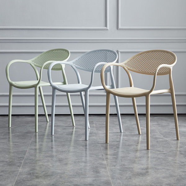 Contemporary Plastic Arm Chair Open Back Kitchen Dining Room Chair Clearhalo 'Dining Chairs' 'Dining Tables & Seating' 'dining_chair' 'furn' 'furn_dining_chair' 'Furniture' 'furniture_dining_chair' 'Kitchen & Dining Furniture' 5081965