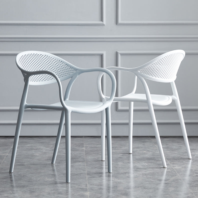 Contemporary Plastic Arm Chair Open Back Kitchen Dining Room Chair Clearhalo 'Dining Chairs' 'Dining Tables & Seating' 'dining_chair' 'furn' 'furn_dining_chair' 'Furniture' 'furniture_dining_chair' 'Kitchen & Dining Furniture' 5081968