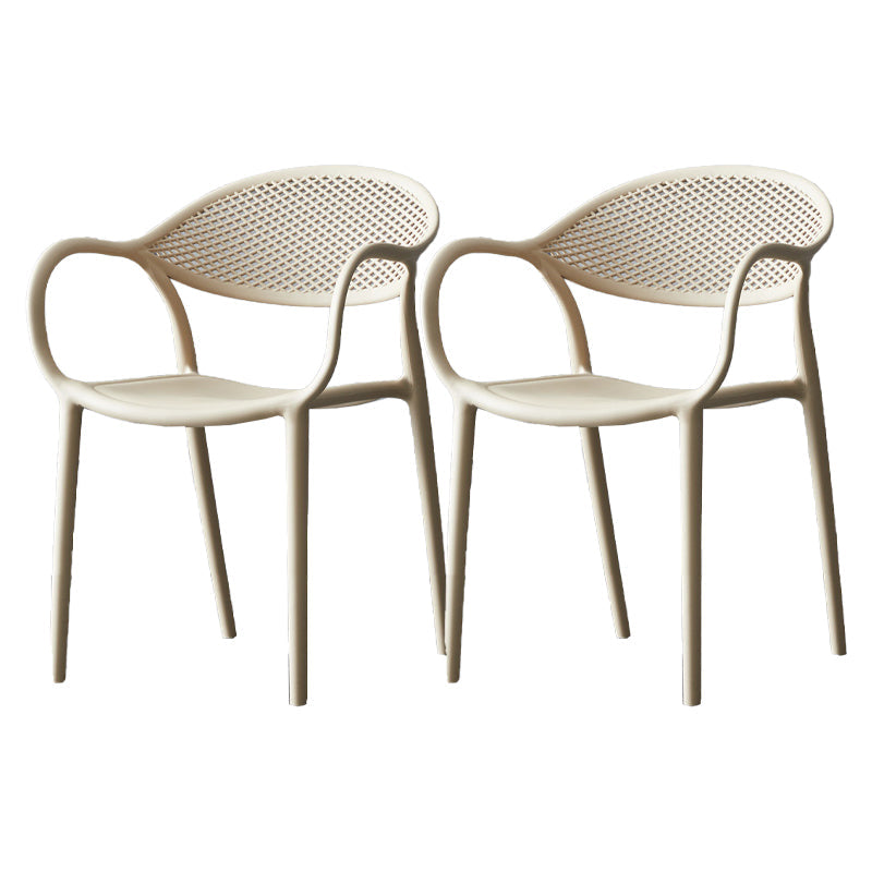 Contemporary Plastic Arm Chair Open Back Kitchen Dining Room Chair Clearhalo 'Dining Chairs' 'Dining Tables & Seating' 'dining_chair' 'furn' 'furn_dining_chair' 'Furniture' 'furniture_dining_chair' 'Kitchen & Dining Furniture' 5081978