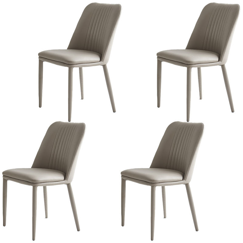 Faux Leather Contemporary Dining Chair Matte Finish Solid Back Side Chair Beige 4 Piece Set Clearhalo 'Dining Chairs' 'Dining Tables & Seating' 'dining_chair' 'furn' 'furn_dining_chair' 'Furniture' 'furniture_dining_chair' 'Kitchen & Dining Furniture' 5081993