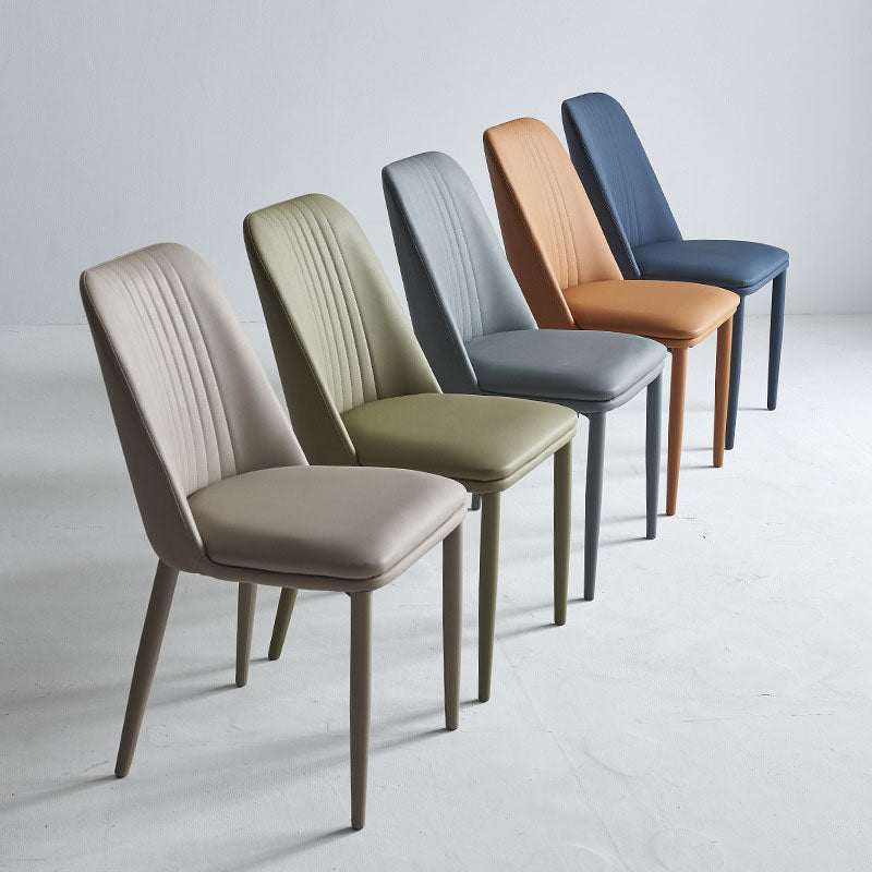 Faux Leather Contemporary Dining Chair Matte Finish Solid Back Side Chair Clearhalo 'Dining Chairs' 'Dining Tables & Seating' 'dining_chair' 'furn' 'furn_dining_chair' 'Furniture' 'furniture_dining_chair' 'Kitchen & Dining Furniture' 5081996