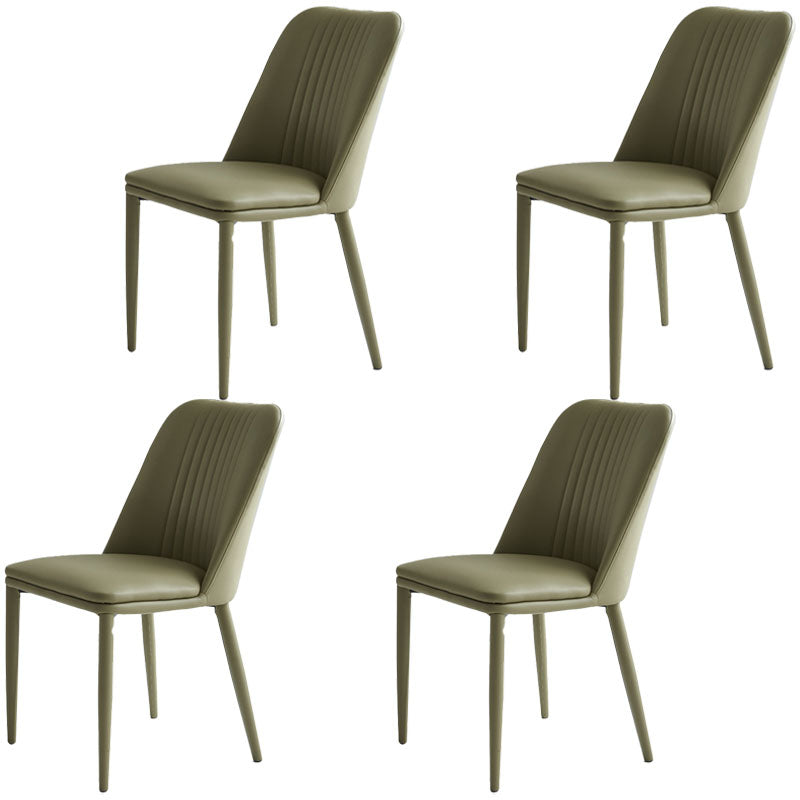 Faux Leather Contemporary Dining Chair Matte Finish Solid Back Side Chair Green 4 Piece Set Clearhalo 'Dining Chairs' 'Dining Tables & Seating' 'dining_chair' 'furn' 'furn_dining_chair' 'Furniture' 'furniture_dining_chair' 'Kitchen & Dining Furniture' 5081999
