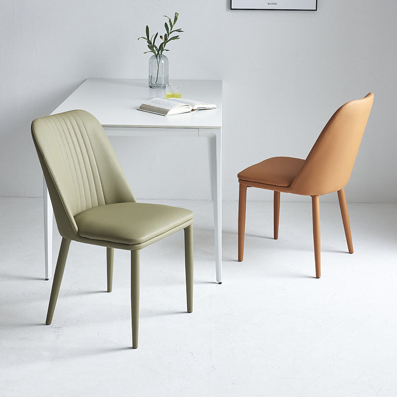 Faux Leather Contemporary Dining Chair Matte Finish Solid Back Side Chair Clearhalo 'Dining Chairs' 'Dining Tables & Seating' 'dining_chair' 'furn' 'furn_dining_chair' 'Furniture' 'furniture_dining_chair' 'Kitchen & Dining Furniture' 5082005