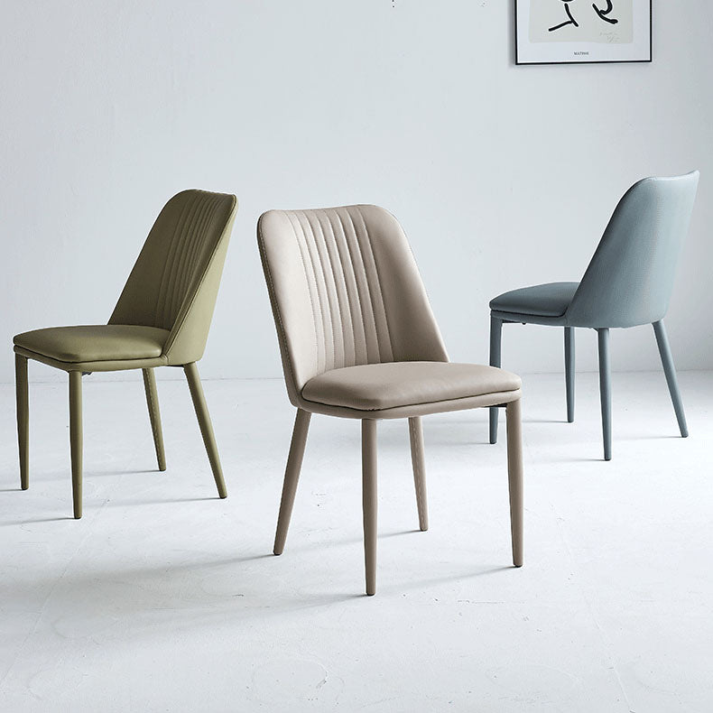 Faux Leather Contemporary Dining Chair Matte Finish Solid Back Side Chair Clearhalo 'Dining Chairs' 'Dining Tables & Seating' 'dining_chair' 'furn' 'furn_dining_chair' 'Furniture' 'furniture_dining_chair' 'Kitchen & Dining Furniture' 5082009