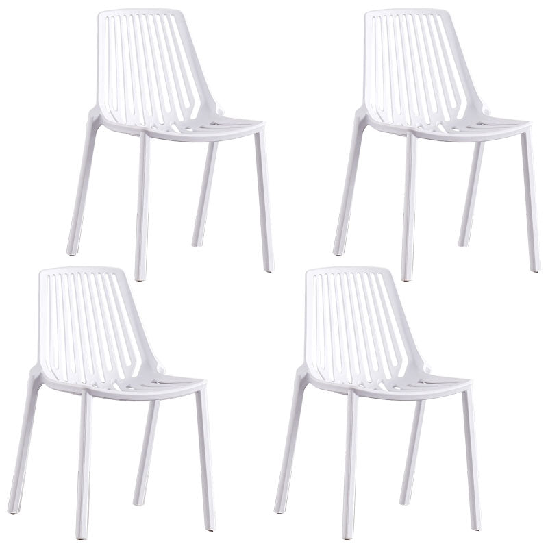 Contemporary Plastic Side Chair Slat Back Kitchen Dining Room Chair White 4 Piece Set Clearhalo 'Dining Chairs' 'Dining Tables & Seating' 'dining_chair' 'furn' 'furn_dining_chair' 'Furniture' 'furniture_dining_chair' 'Kitchen & Dining Furniture' 5082059