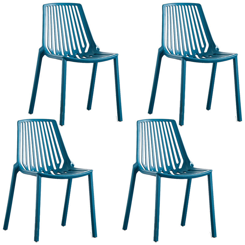 Contemporary Plastic Side Chair Slat Back Kitchen Dining Room Chair Blue 4 Piece Set Clearhalo 'Dining Chairs' 'Dining Tables & Seating' 'dining_chair' 'furn' 'furn_dining_chair' 'Furniture' 'furniture_dining_chair' 'Kitchen & Dining Furniture' 5082060