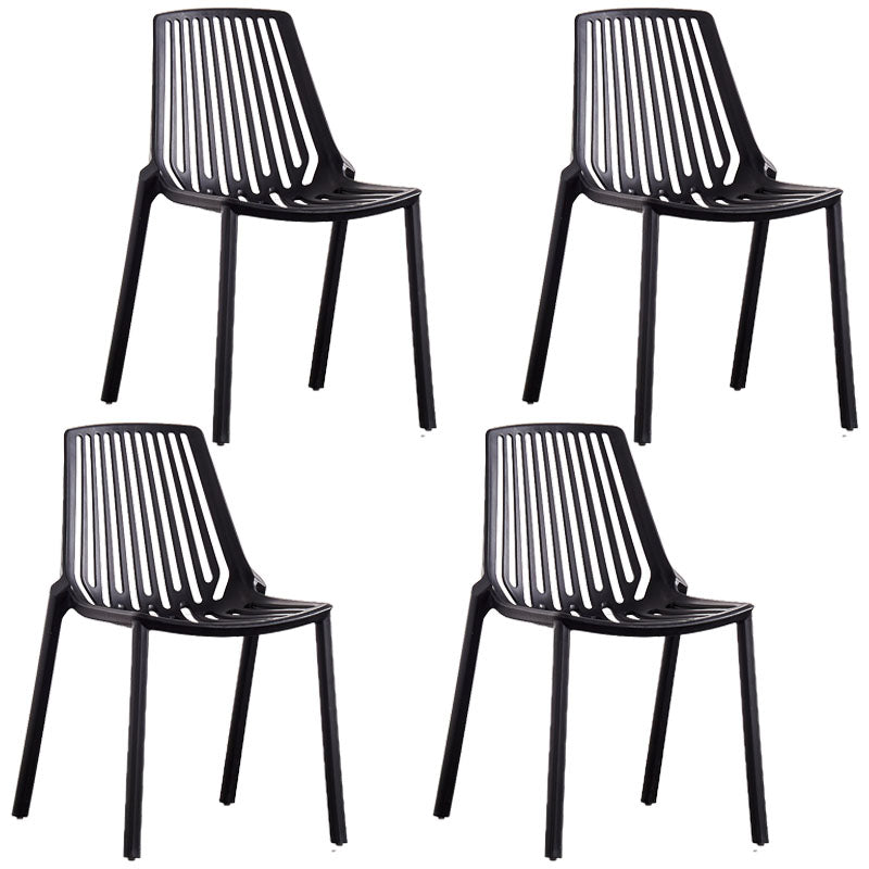 Contemporary Plastic Side Chair Slat Back Kitchen Dining Room Chair Black 4 Piece Set Clearhalo 'Dining Chairs' 'Dining Tables & Seating' 'dining_chair' 'furn' 'furn_dining_chair' 'Furniture' 'furniture_dining_chair' 'Kitchen & Dining Furniture' 5082064