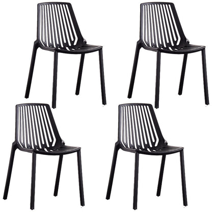 Contemporary Plastic Side Chair Slat Back Kitchen Dining Room Chair Black 4 Piece Set Clearhalo 'Dining Chairs' 'Dining Tables & Seating' 'dining_chair' 'furn' 'furn_dining_chair' 'Furniture' 'furniture_dining_chair' 'Kitchen & Dining Furniture' 5082064