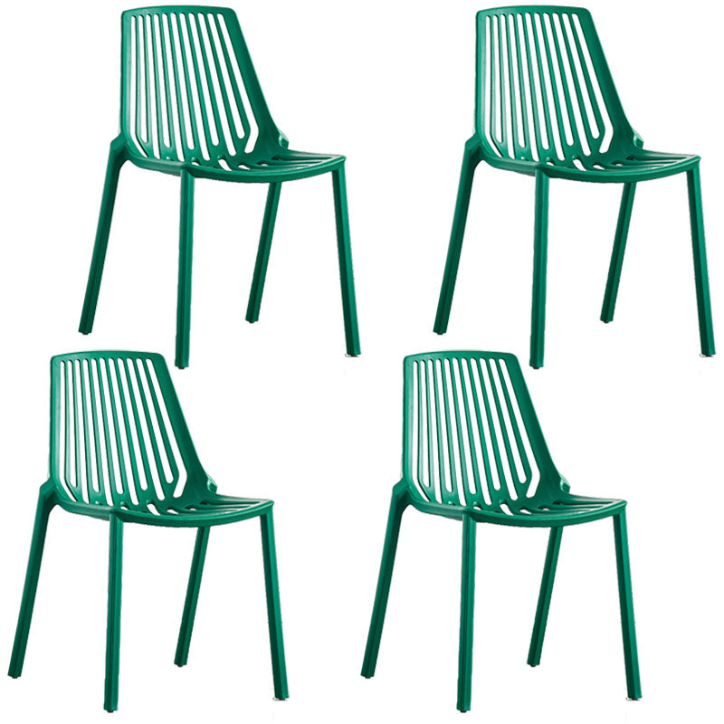 Contemporary Plastic Side Chair Slat Back Kitchen Dining Room Chair Green 4 Piece Set Clearhalo 'Dining Chairs' 'Dining Tables & Seating' 'dining_chair' 'furn' 'furn_dining_chair' 'Furniture' 'furniture_dining_chair' 'Kitchen & Dining Furniture' 5082066