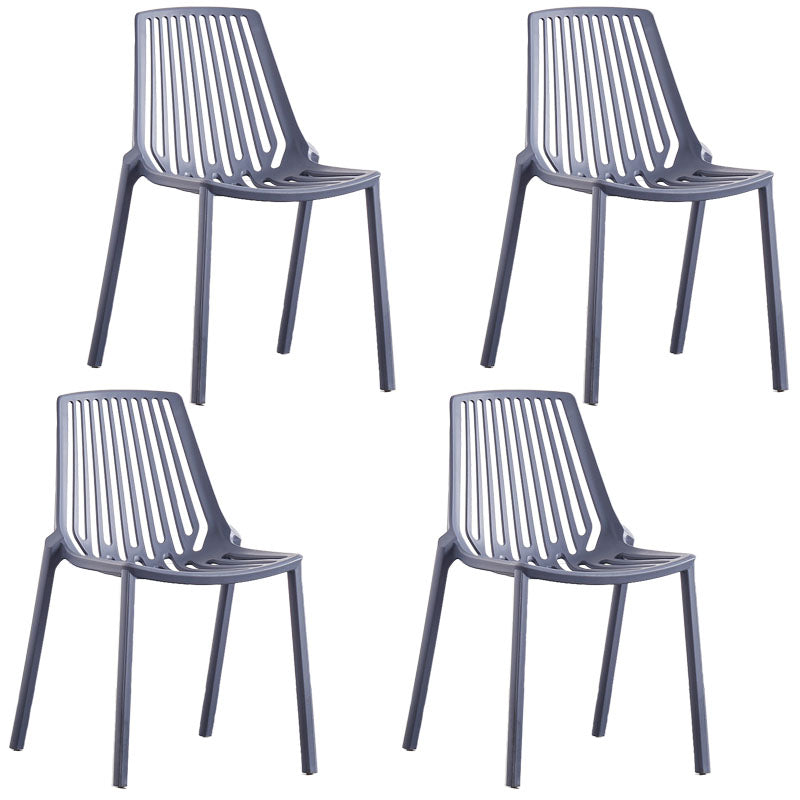 Contemporary Plastic Side Chair Slat Back Kitchen Dining Room Chair Grey 4 Piece Set Clearhalo 'Dining Chairs' 'Dining Tables & Seating' 'dining_chair' 'furn' 'furn_dining_chair' 'Furniture' 'furniture_dining_chair' 'Kitchen & Dining Furniture' 5082068