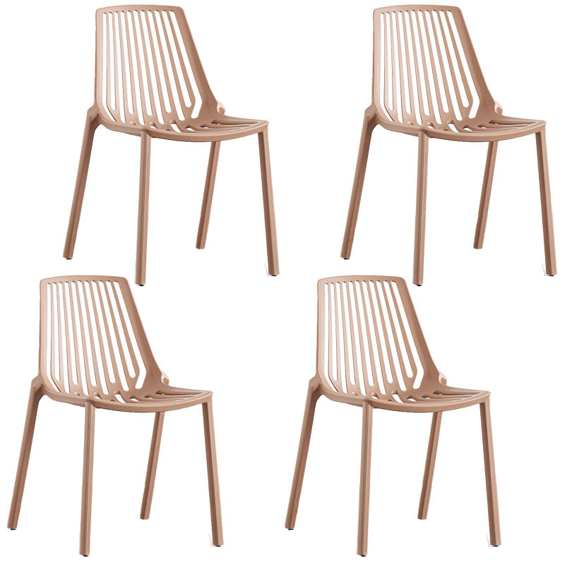 Contemporary Plastic Side Chair Slat Back Kitchen Dining Room Chair Coffee 4 Piece Set Clearhalo 'Dining Chairs' 'Dining Tables & Seating' 'dining_chair' 'furn' 'furn_dining_chair' 'Furniture' 'furniture_dining_chair' 'Kitchen & Dining Furniture' 5082070