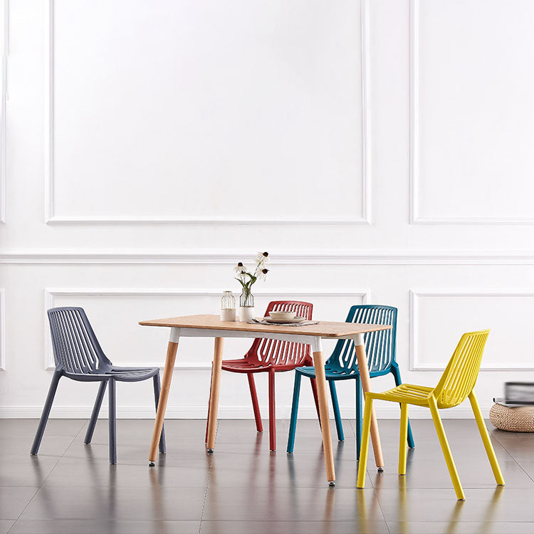 Contemporary Plastic Side Chair Slat Back Kitchen Dining Room Chair Clearhalo 'Dining Chairs' 'Dining Tables & Seating' 'dining_chair' 'furn' 'furn_dining_chair' 'Furniture' 'furniture_dining_chair' 'Kitchen & Dining Furniture' 5082080