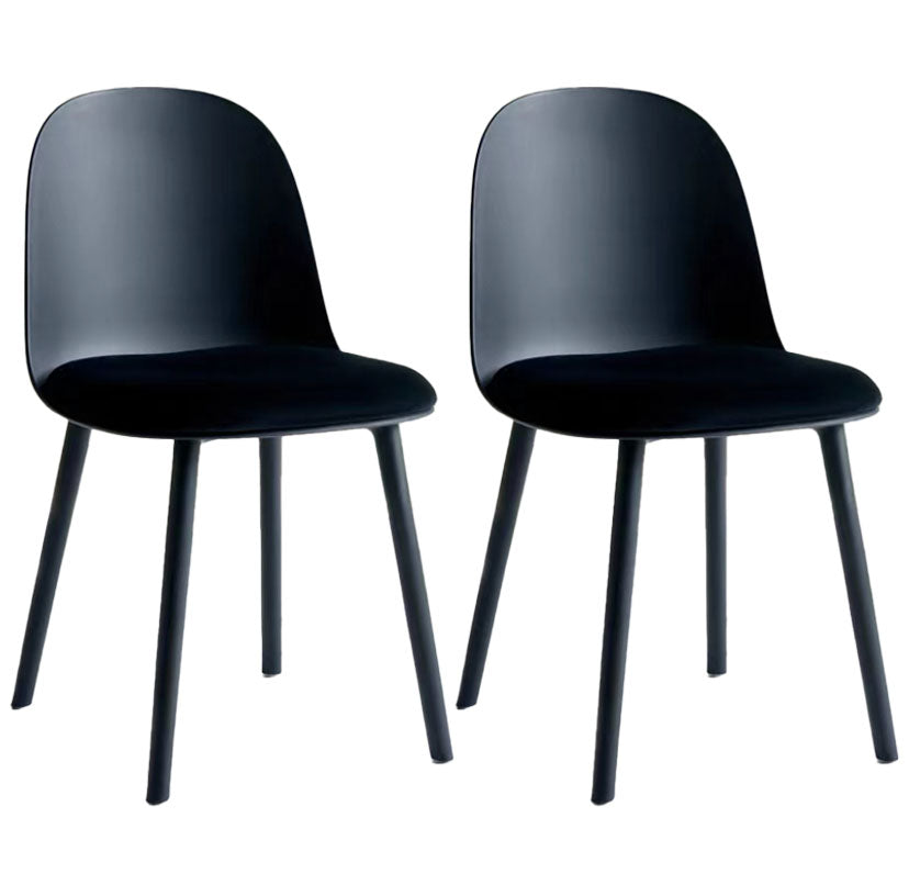 Upholstered Dining Chair Modern Style Plastic Side Chair for Dining Room Black 2 Piece Set Clearhalo 'Dining Chairs' 'Dining Tables & Seating' 'dining_chair' 'furn' 'furn_dining_chair' 'Furniture' 'furniture_dining_chair' 'Kitchen & Dining Furniture' 5082091