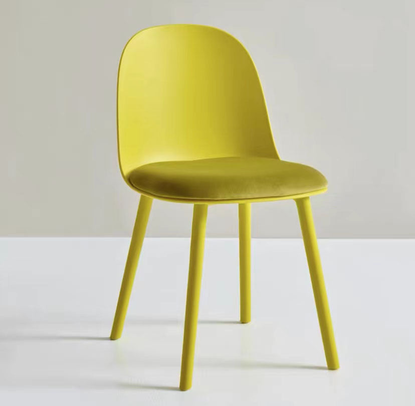 Upholstered Dining Chair Modern Style Plastic Side Chair for Dining Room Yellow 1 Piece Clearhalo 'Dining Chairs' 'Dining Tables & Seating' 'dining_chair' 'furn' 'furn_dining_chair' 'Furniture' 'furniture_dining_chair' 'Kitchen & Dining Furniture' 5082095