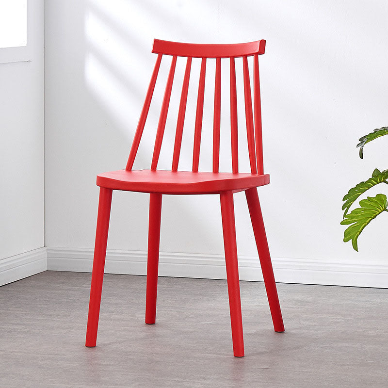 Plastic Contemporary Side Chair Slat Back Kitchen Dining Room Chair Red 1 Piece Clearhalo 'Dining Chairs' 'Dining Tables & Seating' 'dining_chair' 'furn' 'furn_dining_chair' 'Furniture' 'furniture_dining_chair' 'Kitchen & Dining Furniture' 5082104