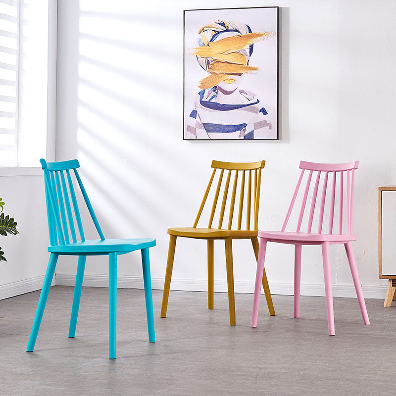 Plastic Contemporary Side Chair Slat Back Kitchen Dining Room Chair Clearhalo 'Dining Chairs' 'Dining Tables & Seating' 'dining_chair' 'furn' 'furn_dining_chair' 'Furniture' 'furniture_dining_chair' 'Kitchen & Dining Furniture' 5082106