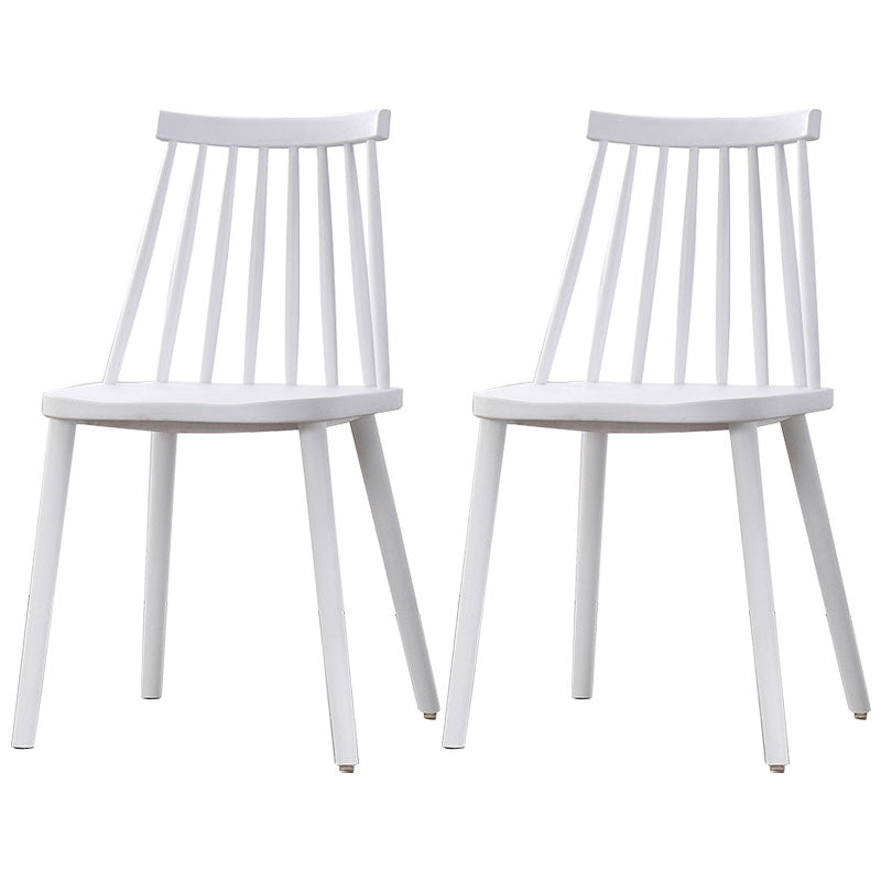Plastic Contemporary Side Chair Slat Back Kitchen Dining Room Chair White 2 Piece Set Clearhalo 'Dining Chairs' 'Dining Tables & Seating' 'dining_chair' 'furn' 'furn_dining_chair' 'Furniture' 'furniture_dining_chair' 'Kitchen & Dining Furniture' 5082112