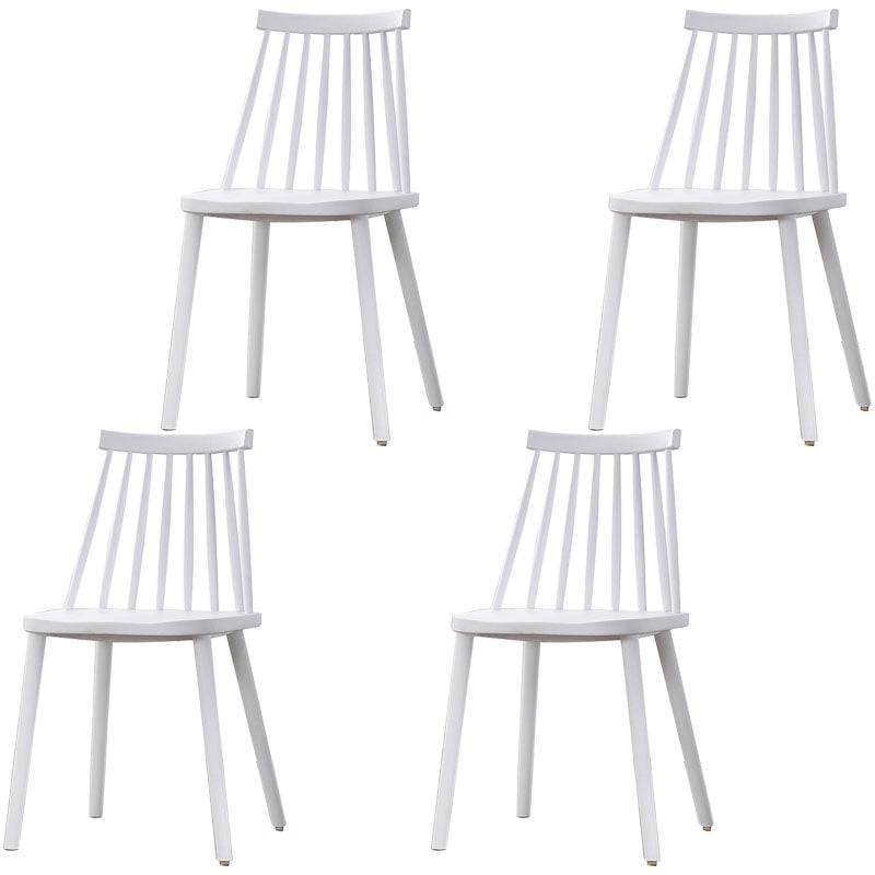 Plastic Contemporary Side Chair Slat Back Kitchen Dining Room Chair White 4 Piece Set Clearhalo 'Dining Chairs' 'Dining Tables & Seating' 'dining_chair' 'furn' 'furn_dining_chair' 'Furniture' 'furniture_dining_chair' 'Kitchen & Dining Furniture' 5082114