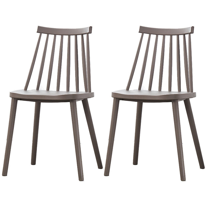 Plastic Contemporary Side Chair Slat Back Kitchen Dining Room Chair Grey 2 Piece Set Clearhalo 'Dining Chairs' 'Dining Tables & Seating' 'dining_chair' 'furn' 'furn_dining_chair' 'Furniture' 'furniture_dining_chair' 'Kitchen & Dining Furniture' 5082118
