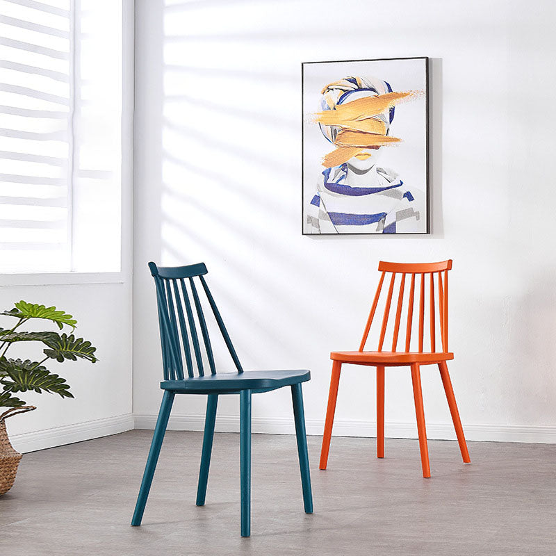 Plastic Contemporary Side Chair Slat Back Kitchen Dining Room Chair Clearhalo 'Dining Chairs' 'Dining Tables & Seating' 'dining_chair' 'furn' 'furn_dining_chair' 'Furniture' 'furniture_dining_chair' 'Kitchen & Dining Furniture' 5082119