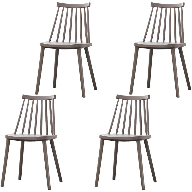 Plastic Contemporary Side Chair Slat Back Kitchen Dining Room Chair Grey 4 Piece Set Clearhalo 'Dining Chairs' 'Dining Tables & Seating' 'dining_chair' 'furn' 'furn_dining_chair' 'Furniture' 'furniture_dining_chair' 'Kitchen & Dining Furniture' 5082120
