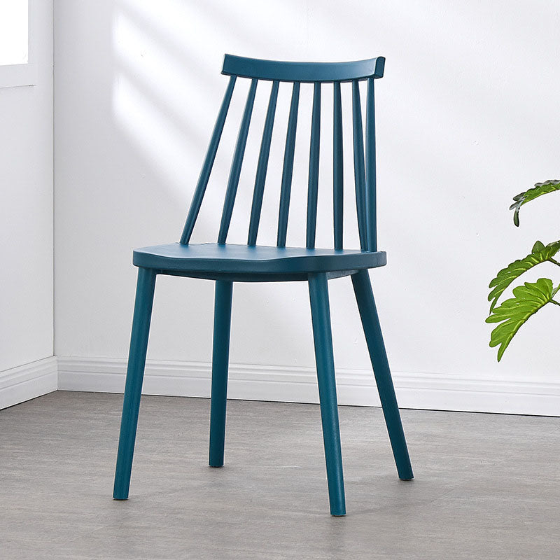 Plastic Contemporary Side Chair Slat Back Kitchen Dining Room Chair Peacock Blue 1 Piece Clearhalo 'Dining Chairs' 'Dining Tables & Seating' 'dining_chair' 'furn' 'furn_dining_chair' 'Furniture' 'furniture_dining_chair' 'Kitchen & Dining Furniture' 5082122