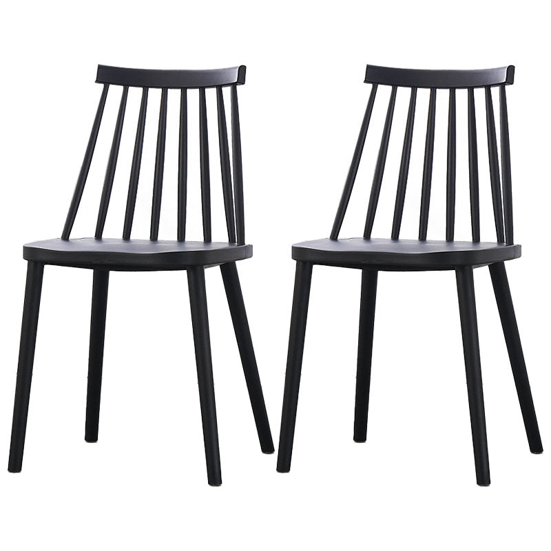 Plastic Contemporary Side Chair Slat Back Kitchen Dining Room Chair Black 2 Piece Set Clearhalo 'Dining Chairs' 'Dining Tables & Seating' 'dining_chair' 'furn' 'furn_dining_chair' 'Furniture' 'furniture_dining_chair' 'Kitchen & Dining Furniture' 5082127