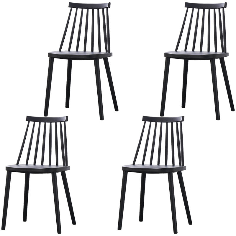 Plastic Contemporary Side Chair Slat Back Kitchen Dining Room Chair Black 4 Piece Set Clearhalo 'Dining Chairs' 'Dining Tables & Seating' 'dining_chair' 'furn' 'furn_dining_chair' 'Furniture' 'furniture_dining_chair' 'Kitchen & Dining Furniture' 5082128