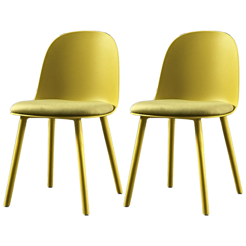 Upholstered Dining Chair Glam Style Plastic Side Chair for Dining Room Yellow Faux Leather 2 Piece Set Clearhalo 'Dining Chairs' 'Dining Tables & Seating' 'dining_chair' 'furn' 'furn_dining_chair' 'Furniture' 'furniture_dining_chair' 'Kitchen & Dining Furniture' 5082159
