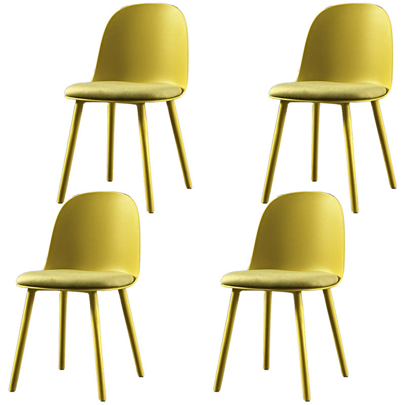 Upholstered Dining Chair Glam Style Plastic Side Chair for Dining Room Yellow Faux Leather 4 Piece Set Clearhalo 'Dining Chairs' 'Dining Tables & Seating' 'dining_chair' 'furn' 'furn_dining_chair' 'Furniture' 'furniture_dining_chair' 'Kitchen & Dining Furniture' 5082160