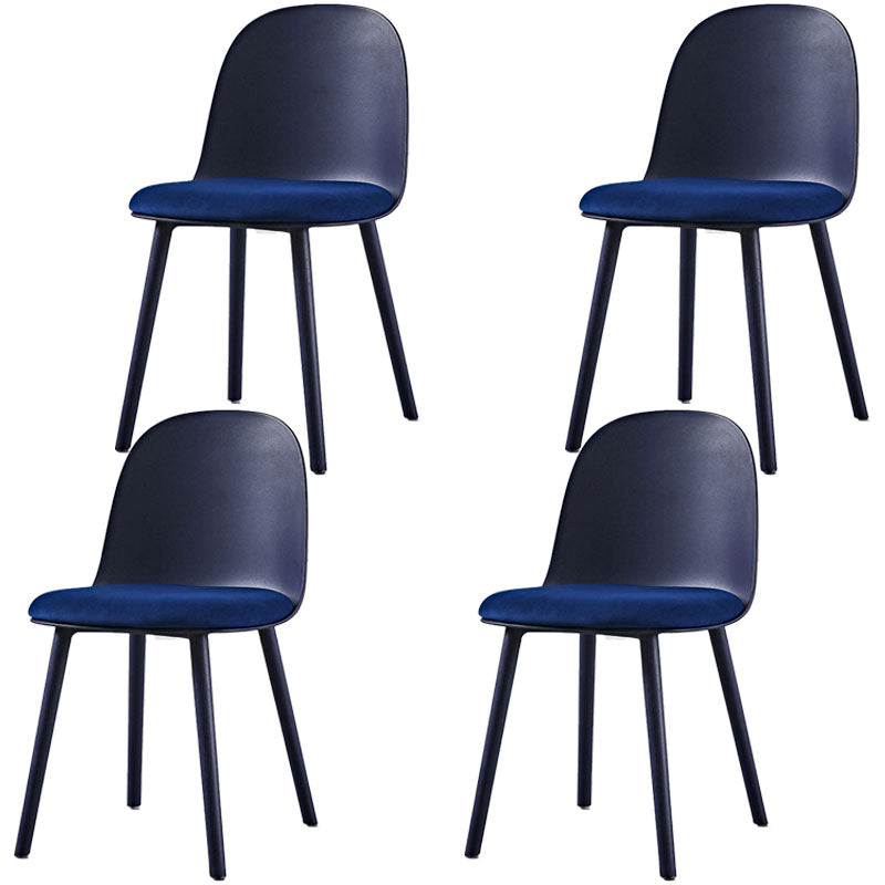 Upholstered Dining Chair Glam Style Plastic Side Chair for Dining Room Blue Velvet 4 Piece Set Clearhalo 'Dining Chairs' 'Dining Tables & Seating' 'dining_chair' 'furn' 'furn_dining_chair' 'Furniture' 'furniture_dining_chair' 'Kitchen & Dining Furniture' 5082169