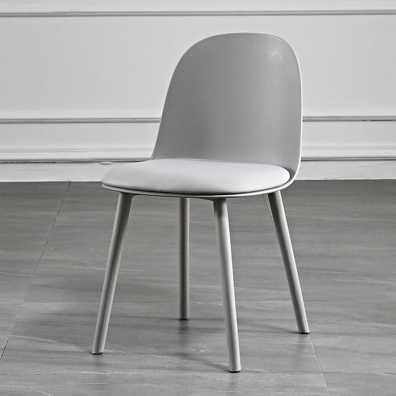 Upholstered Dining Chair Glam Style Plastic Side Chair for Dining Room Light Gray Faux Leather 1 Piece Clearhalo 'Dining Chairs' 'Dining Tables & Seating' 'dining_chair' 'furn' 'furn_dining_chair' 'Furniture' 'furniture_dining_chair' 'Kitchen & Dining Furniture' 5082173