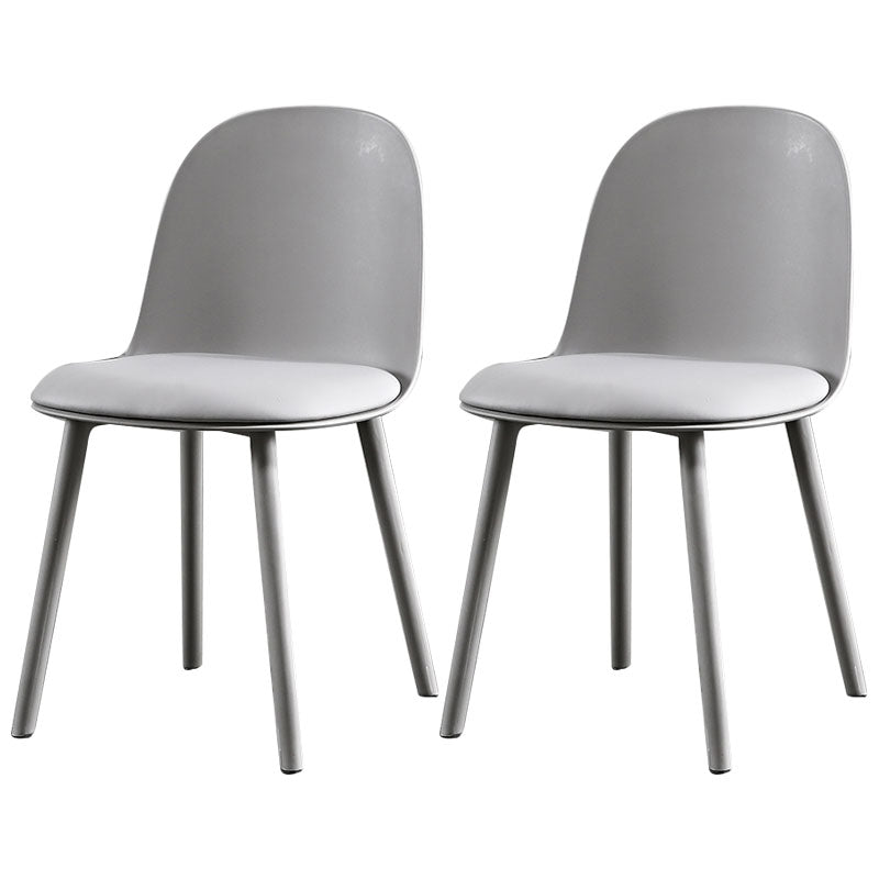 Upholstered Dining Chair Glam Style Plastic Side Chair for Dining Room Light Gray Faux Leather 2 Piece Set Clearhalo 'Dining Chairs' 'Dining Tables & Seating' 'dining_chair' 'furn' 'furn_dining_chair' 'Furniture' 'furniture_dining_chair' 'Kitchen & Dining Furniture' 5082174