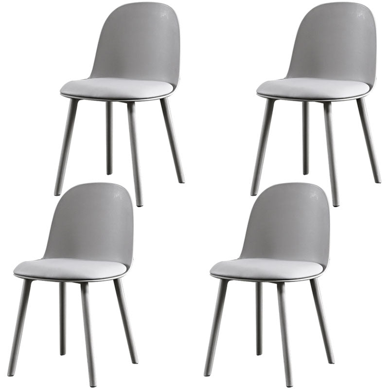 Upholstered Dining Chair Glam Style Plastic Side Chair for Dining Room Light Gray Faux Leather 4 Piece Set Clearhalo 'Dining Chairs' 'Dining Tables & Seating' 'dining_chair' 'furn' 'furn_dining_chair' 'Furniture' 'furniture_dining_chair' 'Kitchen & Dining Furniture' 5082175