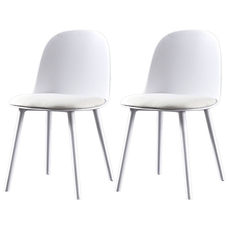Upholstered Dining Chair Glam Style Plastic Side Chair for Dining Room White Velvet 2 Piece Set Clearhalo 'Dining Chairs' 'Dining Tables & Seating' 'dining_chair' 'furn' 'furn_dining_chair' 'Furniture' 'furniture_dining_chair' 'Kitchen & Dining Furniture' 5082177