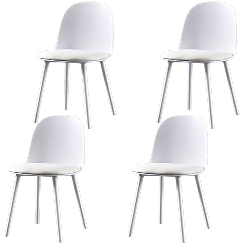 Upholstered Dining Chair Glam Style Plastic Side Chair for Dining Room White Velvet 4 Piece Set Clearhalo 'Dining Chairs' 'Dining Tables & Seating' 'dining_chair' 'furn' 'furn_dining_chair' 'Furniture' 'furniture_dining_chair' 'Kitchen & Dining Furniture' 5082178