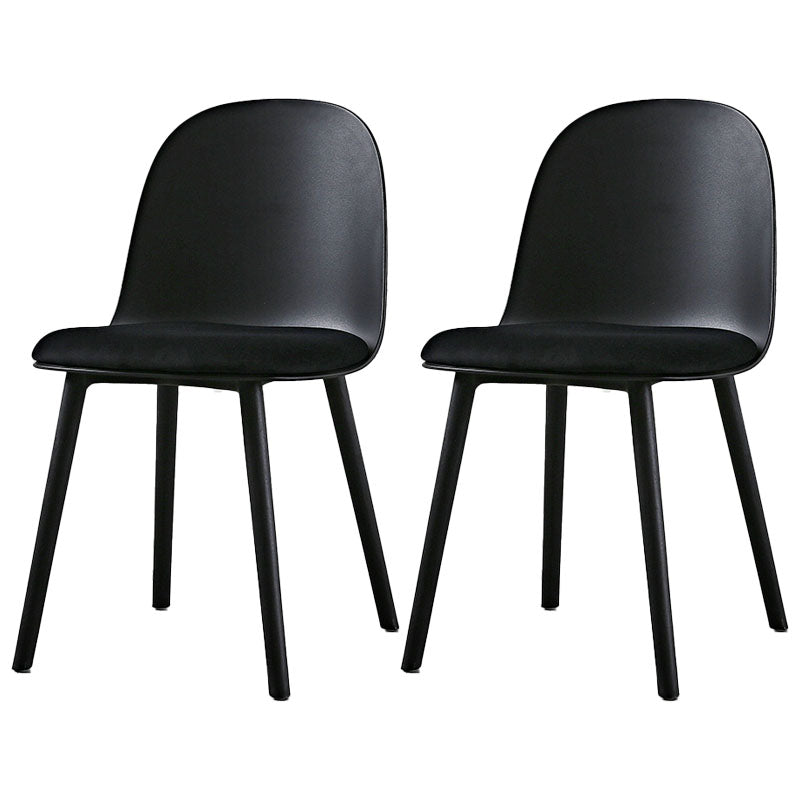 Upholstered Dining Chair Glam Style Plastic Side Chair for Dining Room Black Faux Leather 2 Piece Set Clearhalo 'Dining Chairs' 'Dining Tables & Seating' 'dining_chair' 'furn' 'furn_dining_chair' 'Furniture' 'furniture_dining_chair' 'Kitchen & Dining Furniture' 5082183