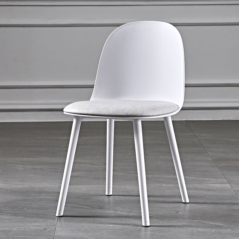Upholstered Dining Chair Glam Style Plastic Side Chair for Dining Room White Fabric 1 Piece Clearhalo 'Dining Chairs' 'Dining Tables & Seating' 'dining_chair' 'furn' 'furn_dining_chair' 'Furniture' 'furniture_dining_chair' 'Kitchen & Dining Furniture' 5082185