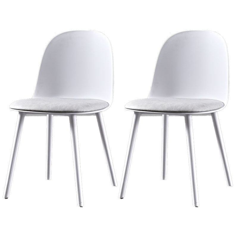 Upholstered Dining Chair Glam Style Plastic Side Chair for Dining Room White Fabric 2 Piece Set Clearhalo 'Dining Chairs' 'Dining Tables & Seating' 'dining_chair' 'furn' 'furn_dining_chair' 'Furniture' 'furniture_dining_chair' 'Kitchen & Dining Furniture' 5082186